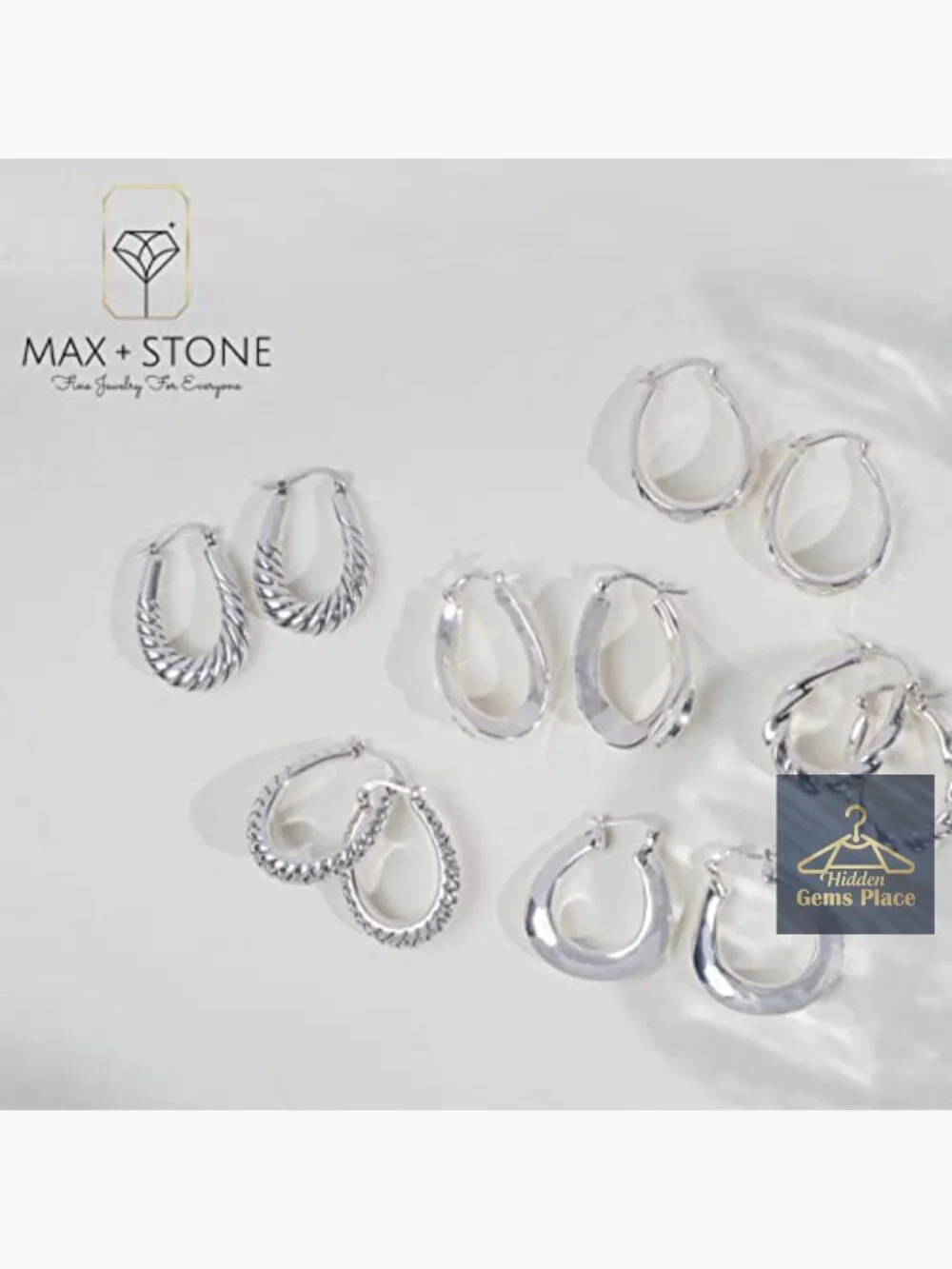 Lightweight Chunky Sterling Silver Hoop Earrings Hypoallergenic - Picture 4 of 7